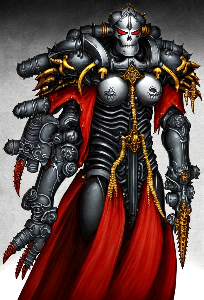 Gorgeous adepta sororitas from the movie Tron glowing skull armor spikes teeth monster dirty tentacles pus pimples crack truenurgle