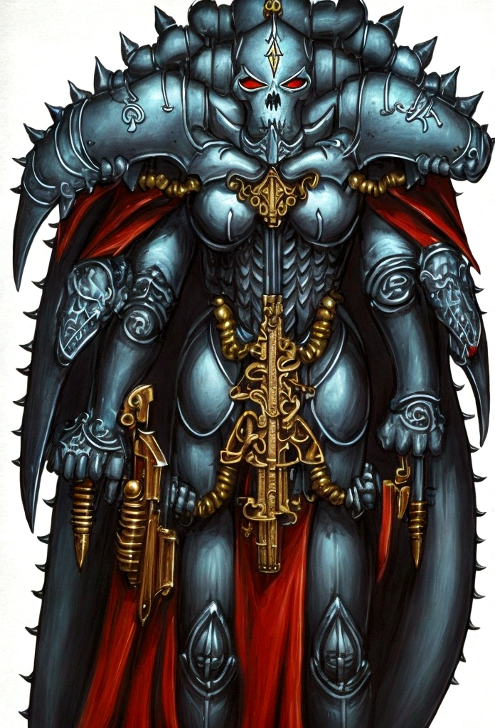 Gorgeous adepta sororitas from the movie Tron glowing skull armor spikes teeth monster dirty tentacles pus pimples crack truenurgle