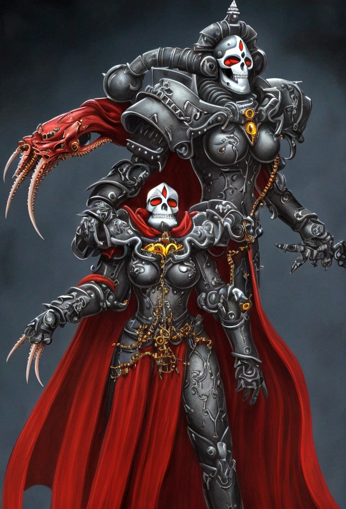 Gorgeous adepta sororitas from the movie Tron glowing skull armor spikes teeth monster dirty tentacles pus pimples crack truenurgle
