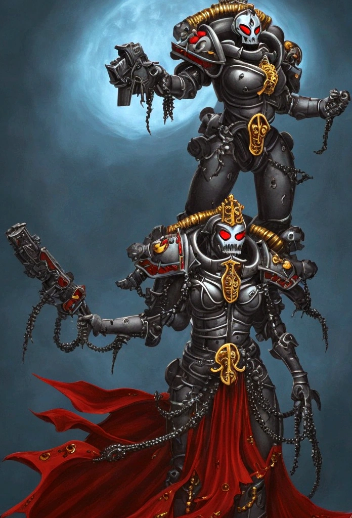 Gorgeous adepta sororitas from the movie Tron glowing skull armor spikes teeth monster dirty tentacles pus pimples crack truenurgle
