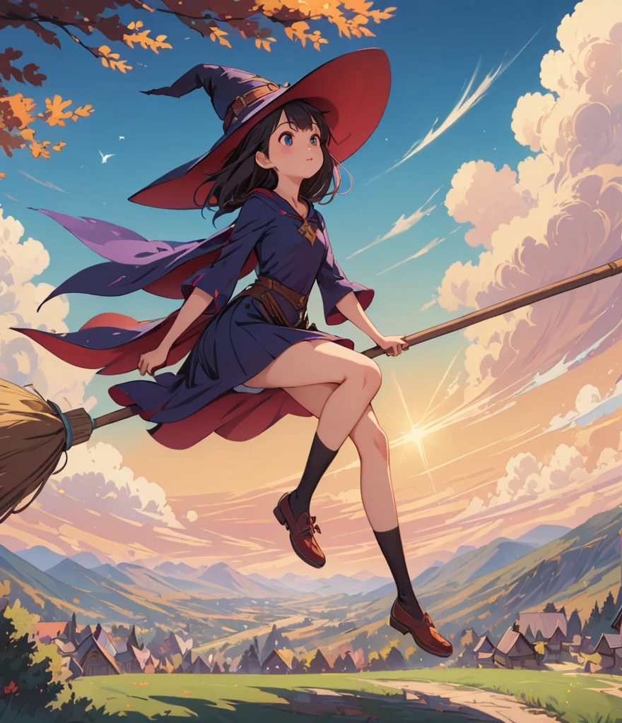 1 Girl,Kiki,witchの宅急便,Perfect Face,cute, ((((flying witch))),((Ride a broom)),broom fLight,Straddling the broom,Anatomically correct,(masterpiece, Highest quality:1.2),masterpiece,Highest quality,最高masterpiece,8K,,Wind,Fantasy,,wonderful,, mysterious, charm, Whimsical, Playful, Adventurous, free, wonder, imagine, decide, skill, speed, Movement, energy, realism, Naturalistic, Figurative, Represent, beauty, Fantasy culture, myth, fairy tale, Folklore, Legend, witch, Wizard, Magical creatures, Fantasy worlds, composition, scale, Zenikichi, Midpoint, background, perspective, Light, color, texture, become close, beauty, wonder.