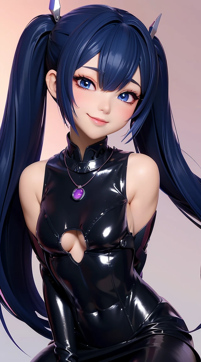  (masterpiece:1.3), (Best Quality:1.3), (Ultra-detailed:1.2), ((kawaii)), Cute, (lovely), (()), ((Extremely detailed)), 4K, (8K), Best Quality, (Beautiful), Illustration, anime style, (bold line:1.2), Gradation, looking at viewer, //, (bent down:1.1), (arms behind back), //, a cute girl, 1girl, (solo:1.2), gleaming skin, //, (), (Perfect eyes:1.2), (Perfect iris:1.2), //, darkblue hair color, (beautiful eyes) //, (half closed eyes:1.3), ( expression:1.2), Fascinated expression, smile, (blush:1.2), //, modern city background, on rock, twin tails, straight bangs, muscle girl, hard abs,  abs, NECKLACE, skirt, heavy armor suit, mecha musume, underboobs