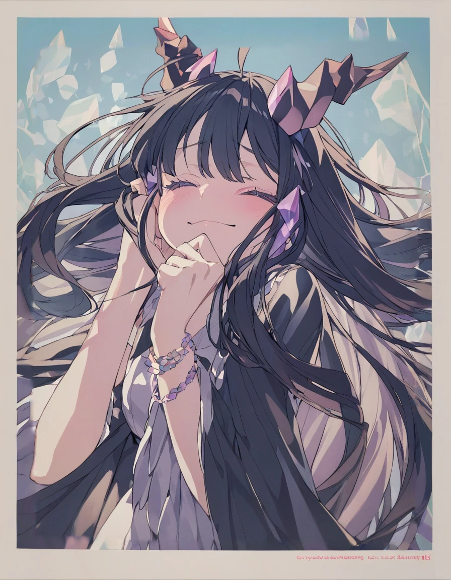 Place your hand on your cheek　Perfect Fingers　Insanely embarrassing　Crystal Horn　Shining Crystal Black Hair
