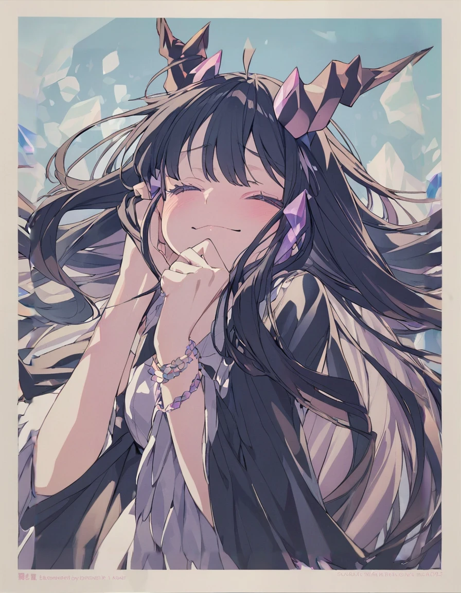 Place your hand on your cheek　Perfect Fingers　Insanely embarrassing　Crystal Horn　Shining Crystal Black Hair

