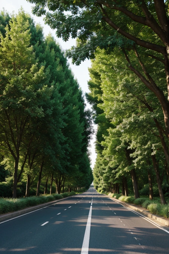 Make me a road with trees and bushes but without cars