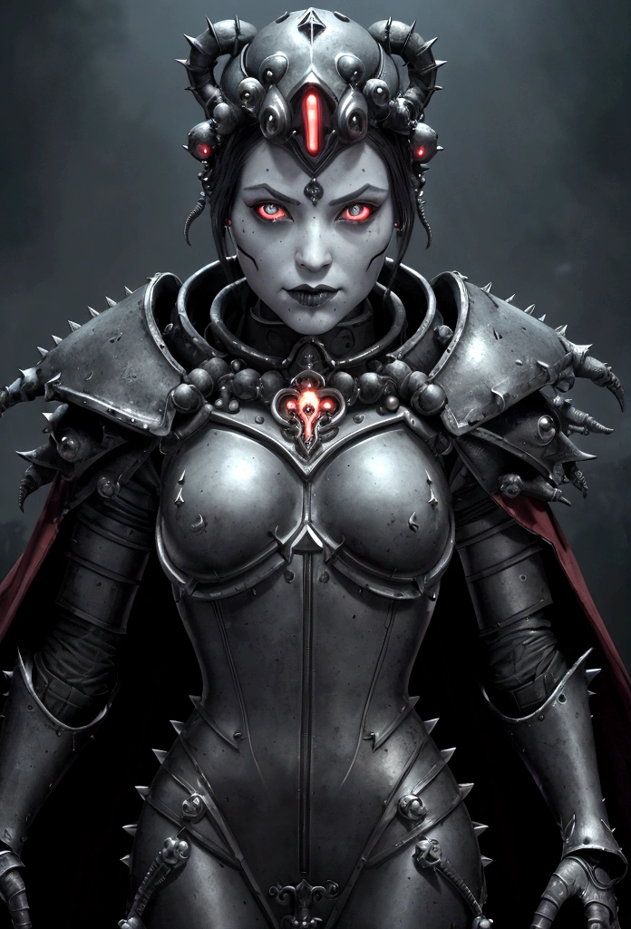 a gorgeous adepta sororitas from the movie tron, glowing skull armor, spikes, teeth, monster, dirty tentacles, pus pimples, cracked truenurgle, detailed face and eyes, beautiful lips, extremely detailed, 1girl, oil painting, concept art, dark fantasy, cinematic lighting, dramatic shadows, vibrant colors, moody atmosphere, hyper detailed, 8k, photorealistic
