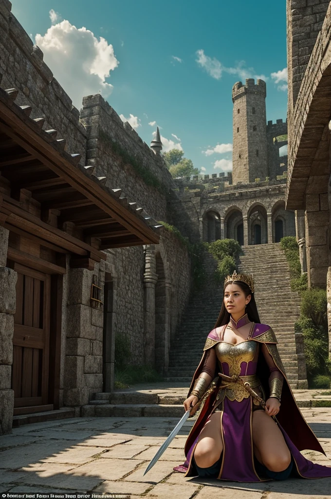 Create me a female house of the dragon character, She's the formidable princess, blessed with a graced beauty that make the people of her kingdom fall on their knees, she's poised with such manners and a formidable aura, while on the battlefield with a sword worthy of a queen and her 4 great dragons.