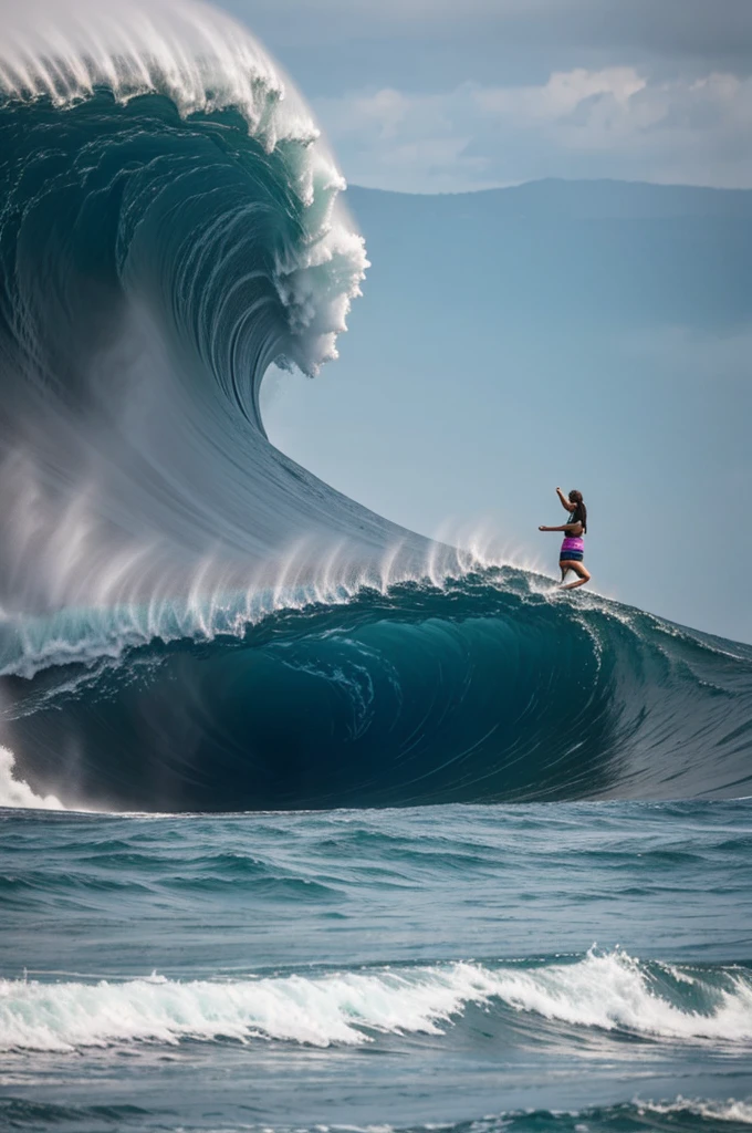 Giant girl vs tsunami