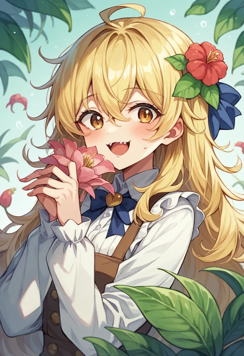 NSFW flower monster woman Blonde Alraune 腰から下が大きなflower Carnivorous plants 大きなピンクのflowerから現れた Vine