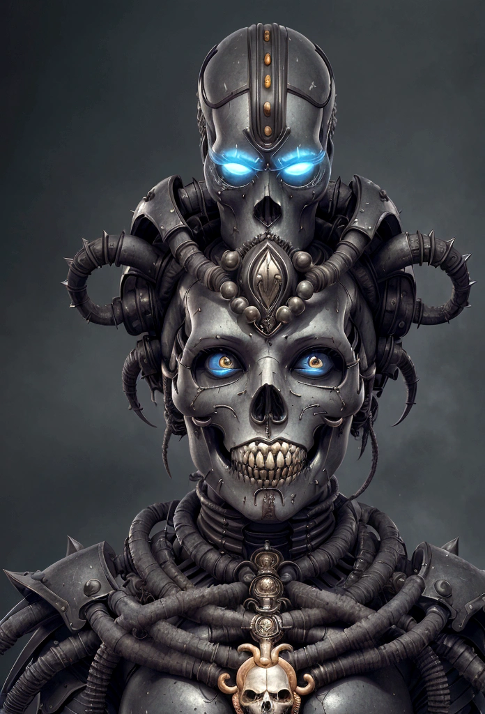 a gorgeous adepta sororitas from the movie tron, glowing skull armor, spikes, teeth, monster, dirty tentacles, pus pimples, cracked truenurgle, detailed face and eyes, beautiful lips, extremely detailed, 1girl, oil painting, concept art, dark fantasy, cinematic lighting, dramatic shadows, vibrant colors, moody atmosphere, hyper detailed, 8k, photorealistic
