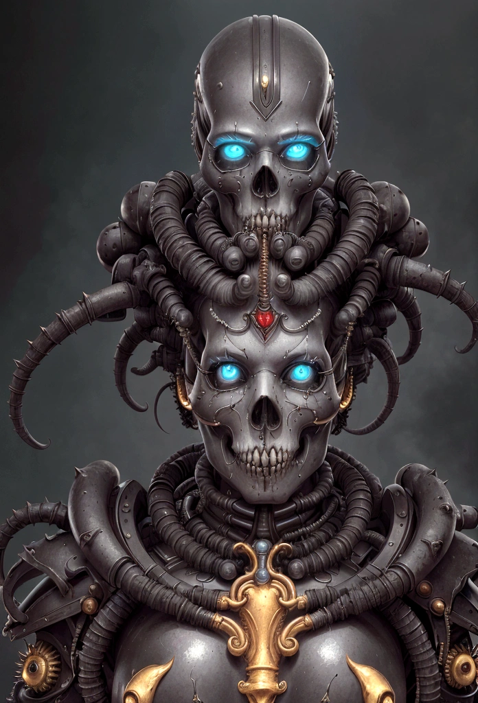 a gorgeous adepta sororitas from the movie tron, glowing skull armor, spikes, teeth, monster, dirty tentacles, pus pimples, cracked truenurgle, detailed face and eyes, beautiful lips, extremely detailed, 1girl, oil painting, concept art, dark fantasy, cinematic lighting, dramatic shadows, vibrant colors, moody atmosphere, hyper detailed, 8k, photorealistic
