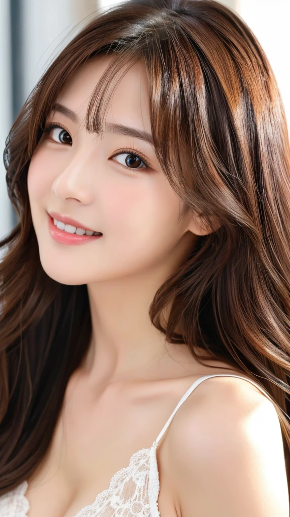 (((8ｋ,Attention to detail,Attention to detail、Highest quality，masterpiece,Attention to detail,))),RAW Photos & Realistic atmosphere,beautiful黒い瞳,Mouth Details,Glossy Lips,Thin eyebrows,beautiful Eyes、Soft white skin that shines in every detail、彼女の深い黒色の目はとてもbeautifulです, とてもbeautiful顔,とてもbeautiful顔、Lively Faces,beautiful, Glistening lips,beautiful Eyebrows,Infinite Reality, Realistic Young Gravure Idol,Very cute woman , Young Gravure Idol, Young Gravure Idol, とても美しくてかわいいbeautiful 21 year old 美女,Incredibly beautiful and elegant，beautiful 21 year old 美女,Natural soft light,A little brown hair，（Shiny Hair,,beautiful and kind eyes：1.5）,A kind smile,Shapely breasts,Medium Long Hair,beautiful posture,No makeup,Looking to the future,
