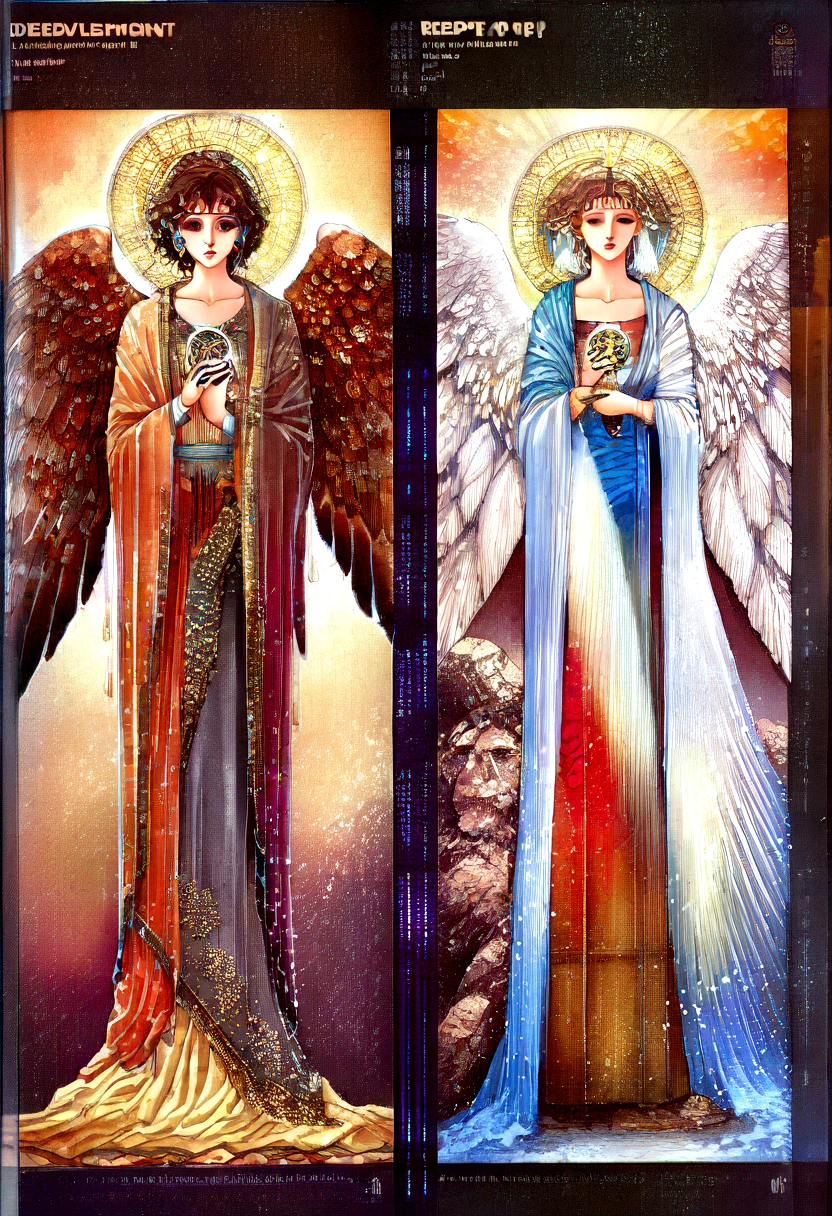 (Numerous award-winning masterpieces, The details are incredible, Textures and maximum detail), (full-body standing image:1.8), (Upper body up:0.3), (Surrealism:1.4), (Practical:1.3), (The best quality real texture skin), (Exquisite round symmetrical eyes), (Carefully drawn beautiful face), (Holy shining angel ring on head:1.8), ((Medieval World)), (The Lord's Black Angel or the Lord's Day Angel:1.6), (full-body standing image:1.8), (Beautiful and kind eyes), (She had a happy smile on her face), (Beautiful eyes full of sympathy), (full-body standing image:1.8), Lots of bright and majestic clouds and sky, (Halo optical phenomenon:1.3), (Angels dancing in the background), (Dramatic lighting), (Majestic views), (His expression was calm, Full of tenderness，very beautiful;), ((Huge wings，There are pure white feathers behind the shoulders)), (((Folding wings))), glass earrings in ears, (((Dramatic photos))), (twilight), (Sunset), (twilight霭), (sacred posture), (blond hair), (Silver Hair), (Brown hair), short hair, ((Search up)), ((look down)), ((提供full-body standing image)), (She wore a simple necklace around her neck，Exquisite workmanship), Ancient ruins covered with plants, Great temple, cathedral, Temple ruins, Featured temples, (Luminous magic circle), 古城堡的ruins, 荒废的ruins, ruins, The site of a clear water source, Holy Light, epic realistic, ((Neutral Color)), (Human Development Report:1.5), (Pastel colors:1.2), Ultra Detailed, change, Warm Lights, Dramatic lighting, (Intricate details:1.1), Complex background,
information
