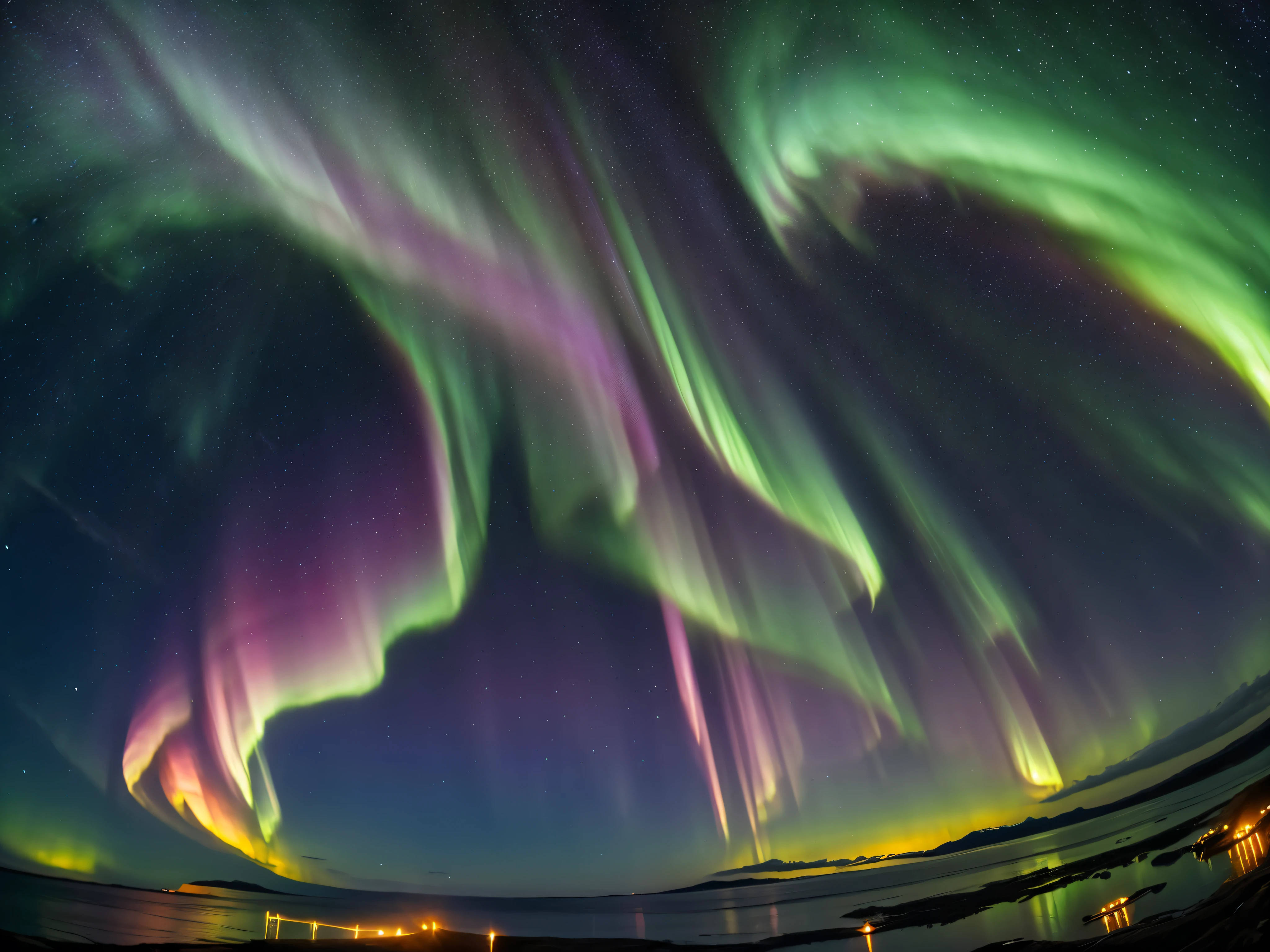 Aurora, also known as the polar lights, refers to natural light displays predominantly seen in high-latitude regions around the Arctic and Antarctic. In the Northern Hemisphere, it is called the aurora borealis or northern lights, while in the Southern Hemisphere, it is known as the aurora australis or southern lights. Auroras are caused by the interaction of charged particles from the sun, primarily electrons and protons, with the Earth's magnetosphere. When these particles collide with gases in the Earth's atmosphere, such as oxygen and nitrogen, they emit light, creating vibrant, colorful displays in the sky.