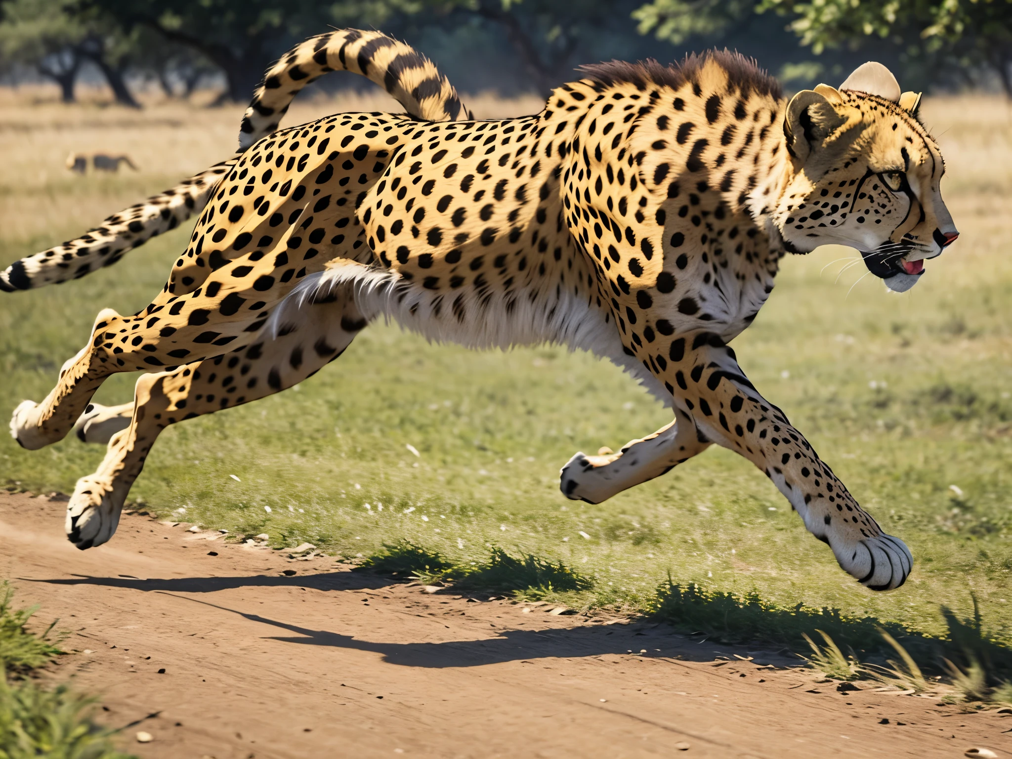 (masterpiece, best quality), best resolution, cheetah running across the african grassland