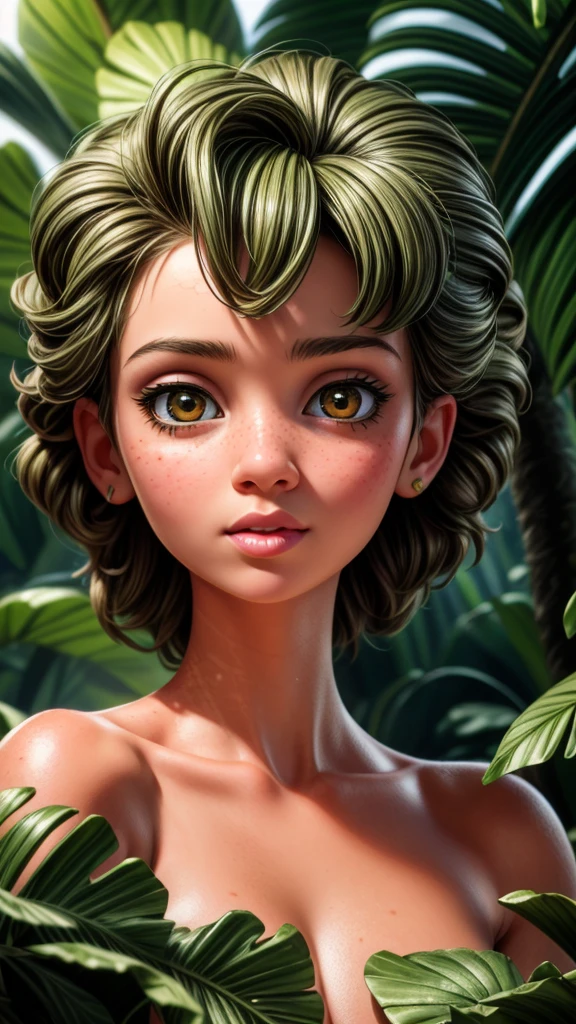 detailed portrait of a young girl with a cheetah, drinking water, beautiful detailed eyes, beautiful detailed lips, extremely detailed eyes and face, long eyelashes, fantasy, detailed fur texture, detailed skin texture, lush tropical forest background, natural lighting, vibrant colors, cinematic composition, highly detailed, 8k, photorealistic, masterpiece