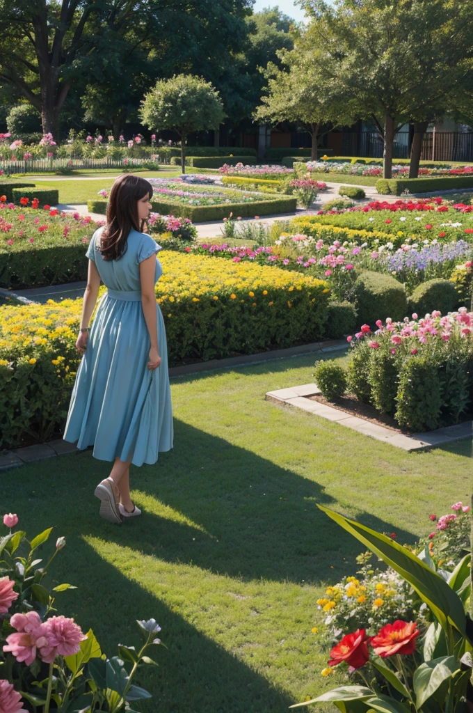 2.5d , outdoor, daytime, in the flower garden