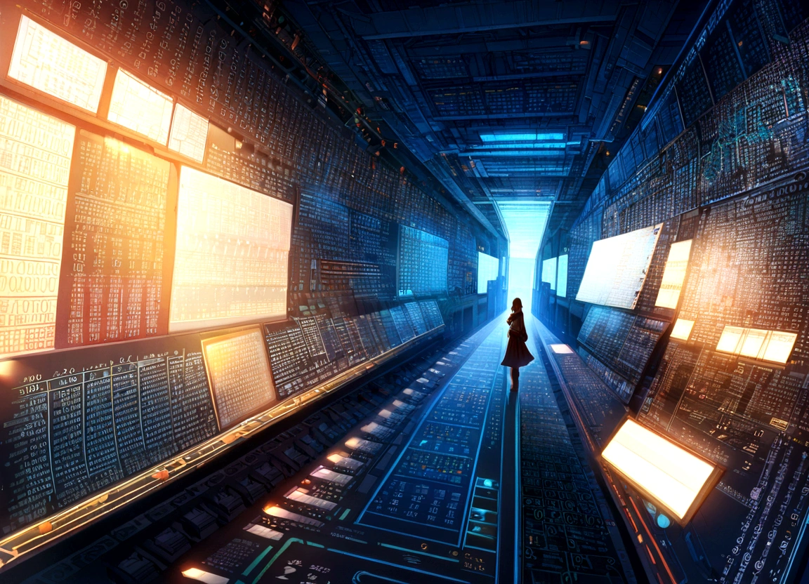 fantasy, (Holographic interface:1.1),(Extremely detailed CG unity 16k wallpaper),Natural Lighting, Soft lighting, Sunlight, Human Development Report (High Dynamic Range), Maximum clarity and sharpness, Multi-layered textures, binary code, The art of math,Only zero and one,