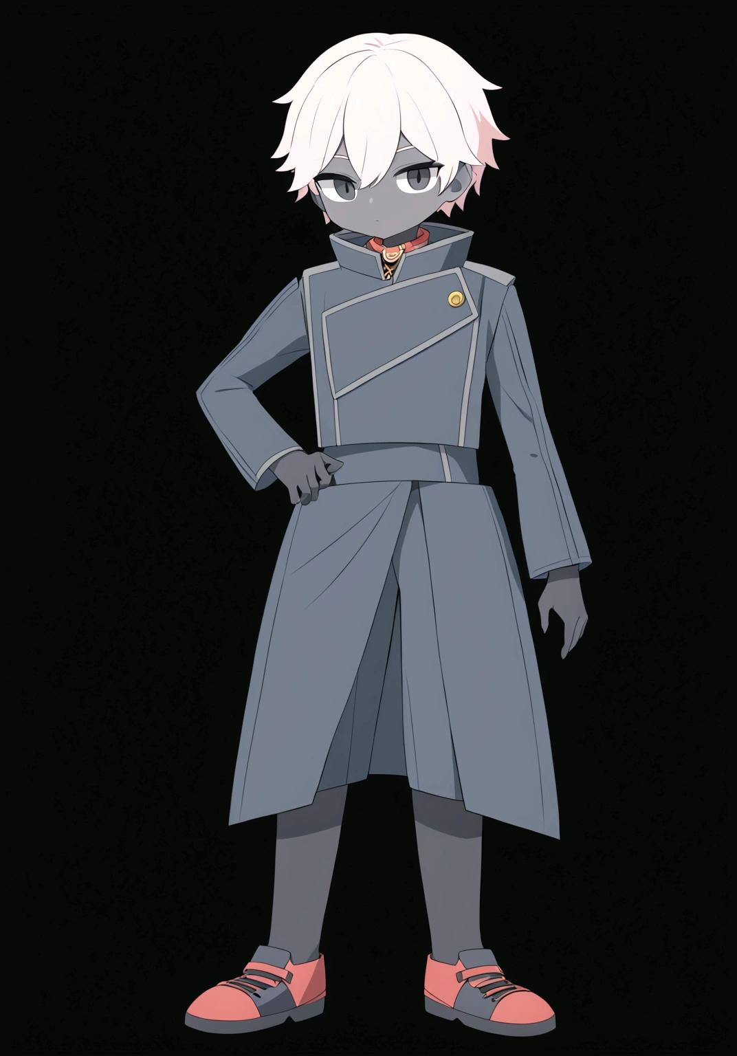 a close up of a black and white pirate paper toy, in a dark space mercenary outfit, pitch black skin, he is wearing a black, roblox avatar, black armored uniform, ( ( deep black eyes ) ), pitchblack skin, black shiny armor, black shirt underneath armor, black heavy armor, dark artslabcoats, dark themed, full body;