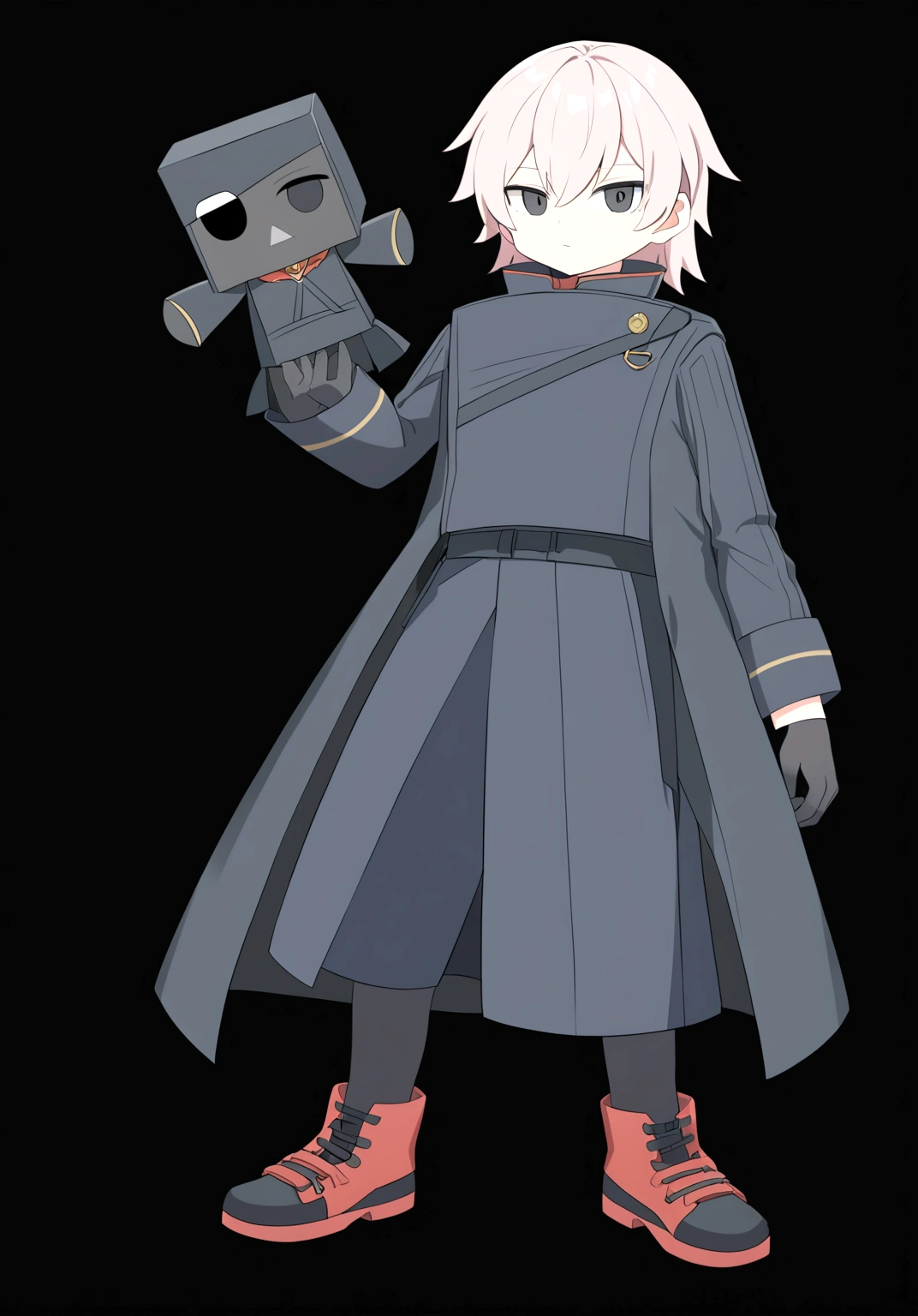 a close up of a black and white pirate paper toy, in a dark space mercenary outfit, pitch black skin, he is wearing a black, roblox avatar, black armored uniform, ( ( deep black eyes ) ), pitchblack skin, black shiny armor, black shirt underneath armor, black heavy armor, dark artslabcoats, dark themed, full body;