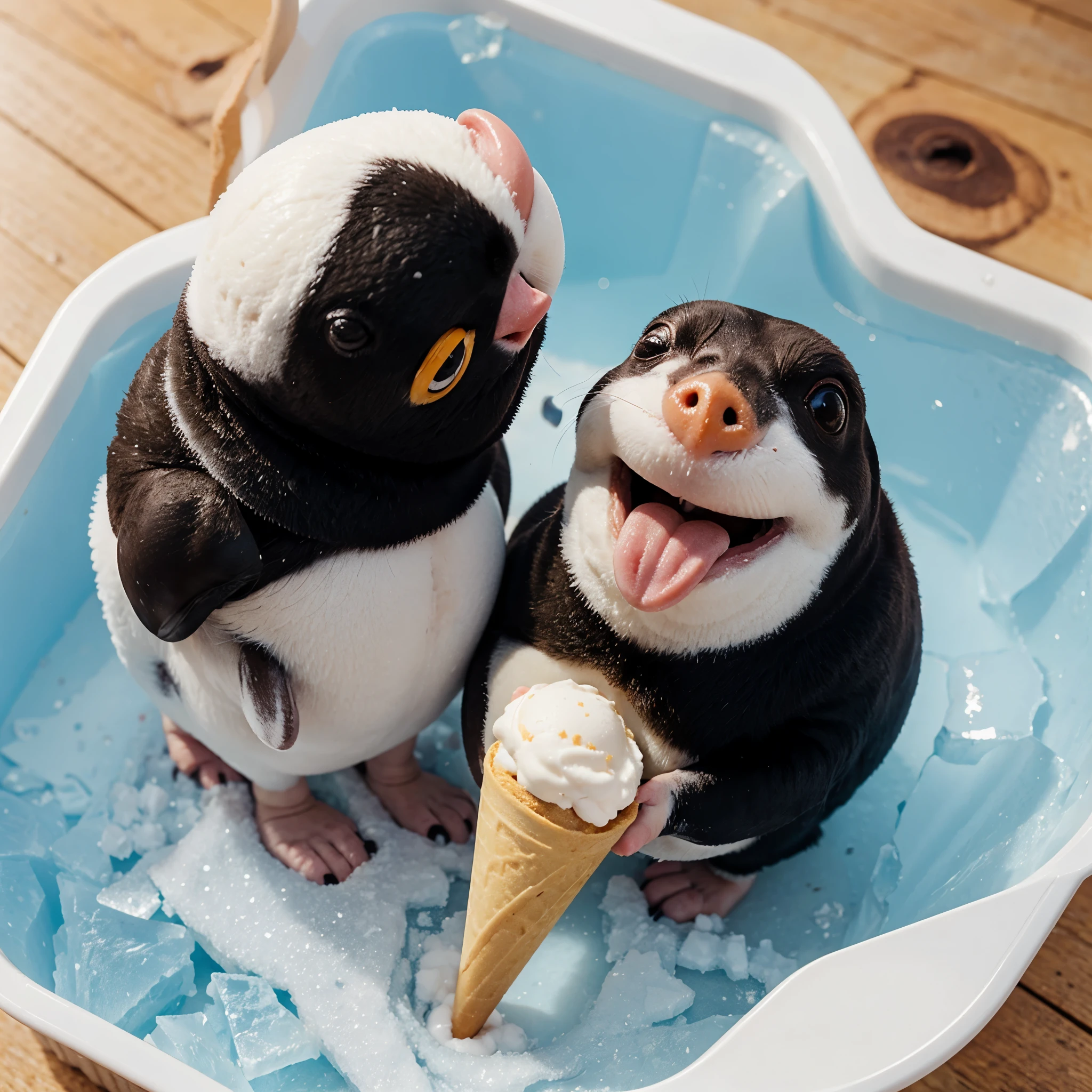 Pingu lick of ice cream 