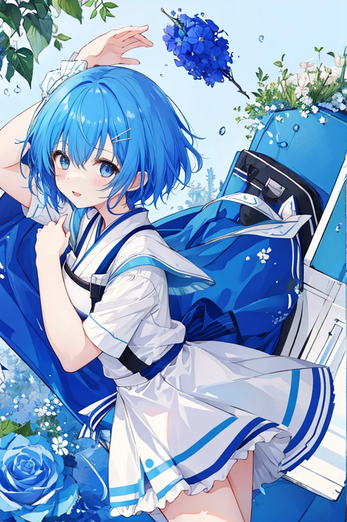 Girl、Blue hair short、Isekai Fashion