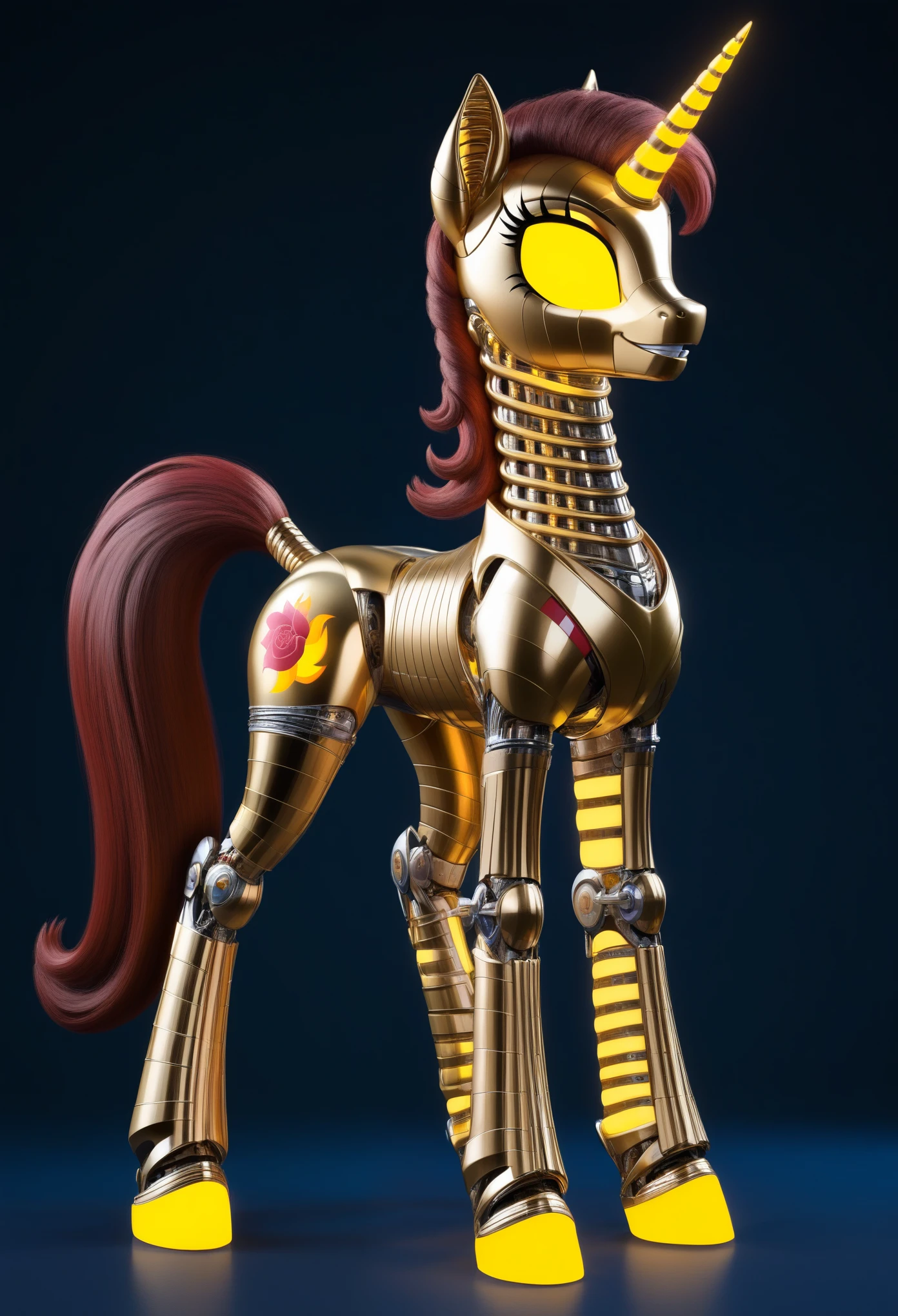 rating_, Luminescent bony pony, golden metallic glowing skeletal pony