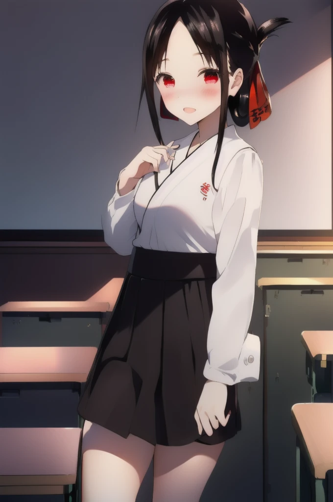 Red Eyes、、Black Hair、Pull up your skirt、high school girl、Japanese 、classroom、Pull up your skirt、Showing panties、Showing panties、Blushing、Glamorous expression、スカートをたくしあげる