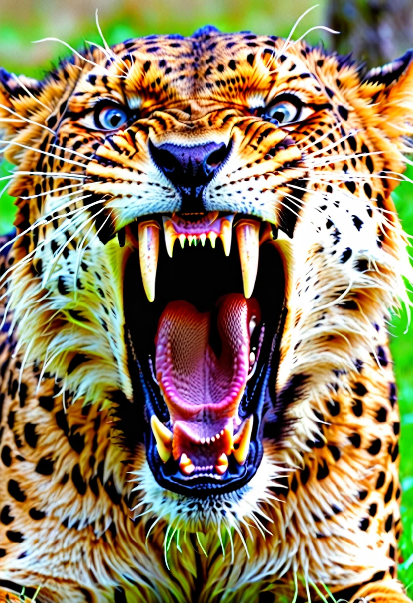 Cheetah, roar, fangs,