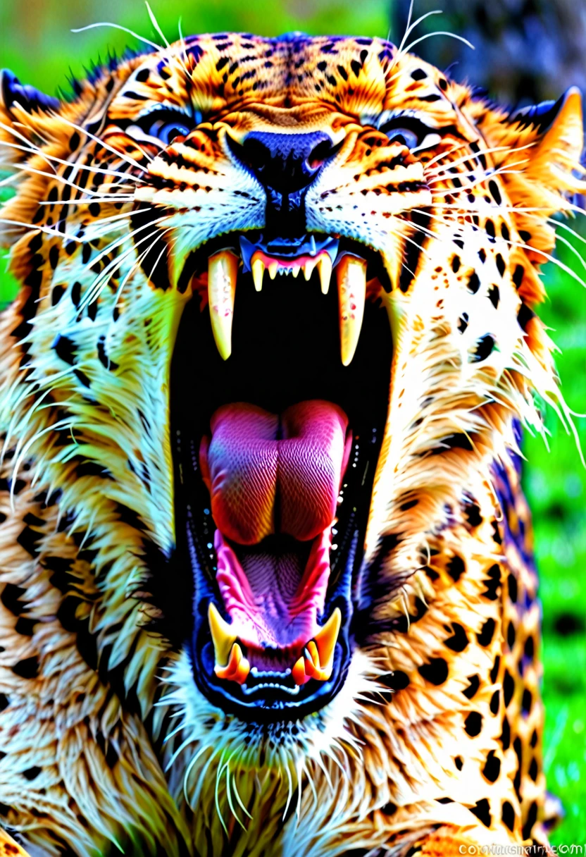 Cheetah, roar, fangs,
