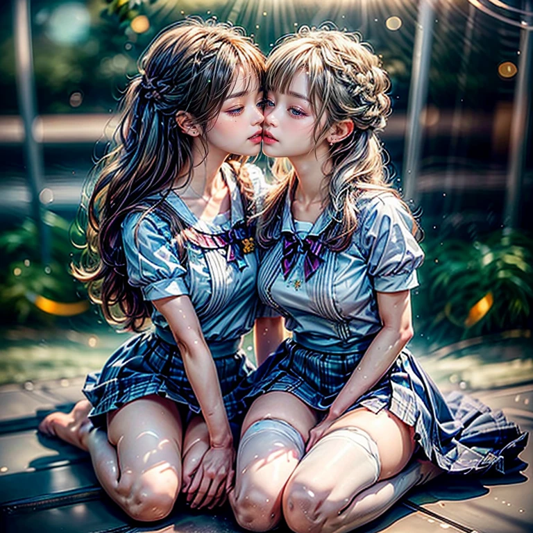 SFW, ((David Hamilton:1.37, White and vivid colors))、Extremely Detailed (Tiny Oppai- Twins:1.37)、{(Dynamic-angle)|(from side)|(from back)|((from below:1.2))}、{(((Kissing face to face:1.41) Against the Nipples to Nipples Pressing hard))| (Standing Full Body:1.2) | ZoomedOut }、{(Floating hair with Strong wind)|(Ass focus)|French Braid|bun}、8K best quality、((Masterpiece:1.2、Photo-realistic:1.4)), { kodachrome | realistic | photorealistic | RAW } BREAK
((Detailed KAWAII Face、Detailed Radiant PearlSkin) with Transparency)、Smooth shading、(SOFT focus BokeH)、Soft Lighting、((school uniform with white Thongs))、{Flowers|Flower wreath|smile|Joyful|Pleasuring|Different types of hair colors}、{(Light Particles:1.2)|(Lens Flare)|(Luminescent Particles:0.6)}、{(UnderWater) |Sparkling Lake surface|Splashing water|Before dawn|magic hour|morning glow|foggy|Haze|Colored Horizon}、{ Whole Body proportions and all limbs are anatomically accurate | hidden hands | PUNIPUNI } .