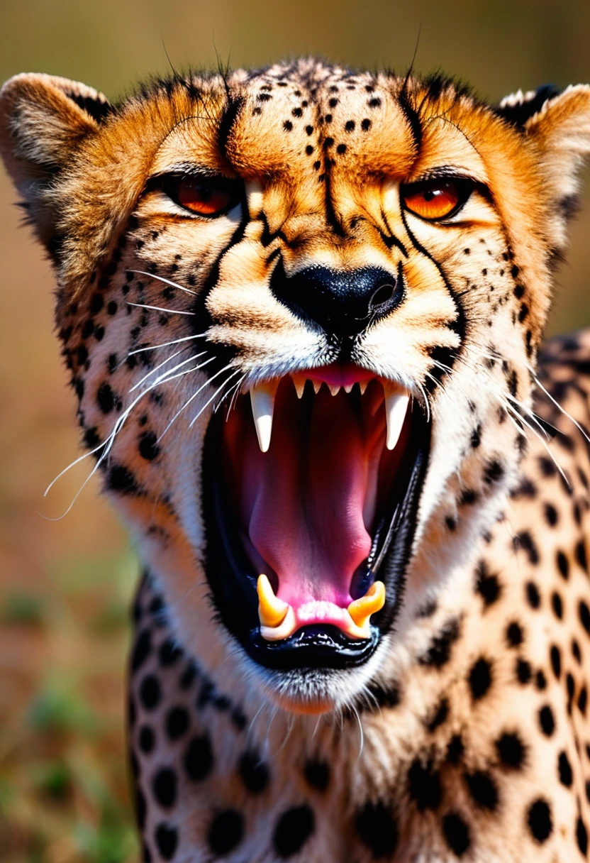 Cheetah, roar, fangs,