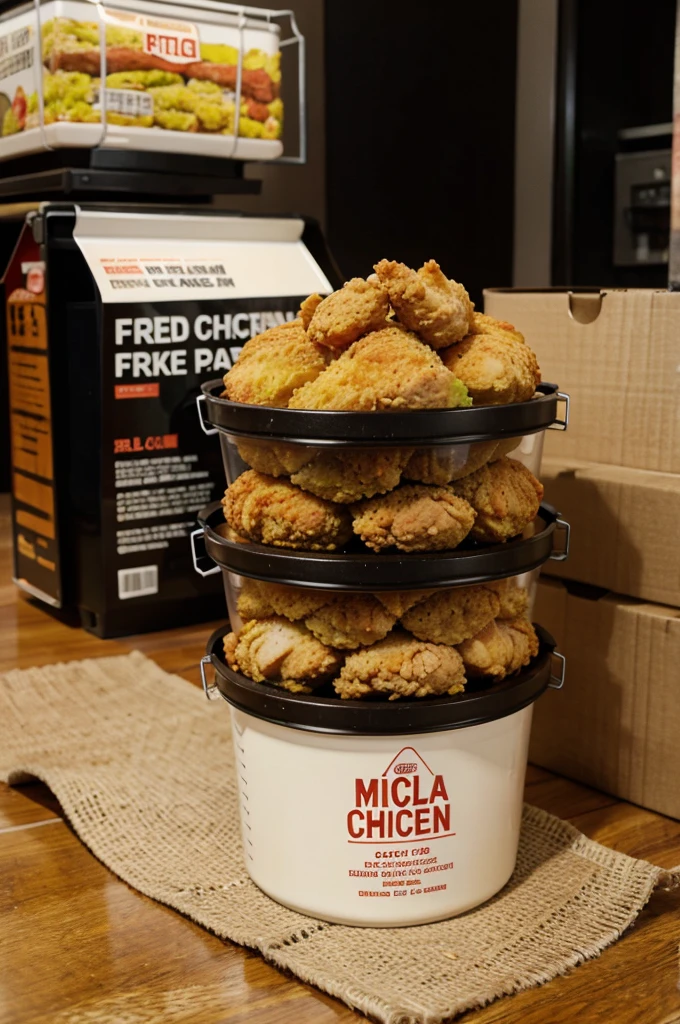 Original fried chicken package in mica container