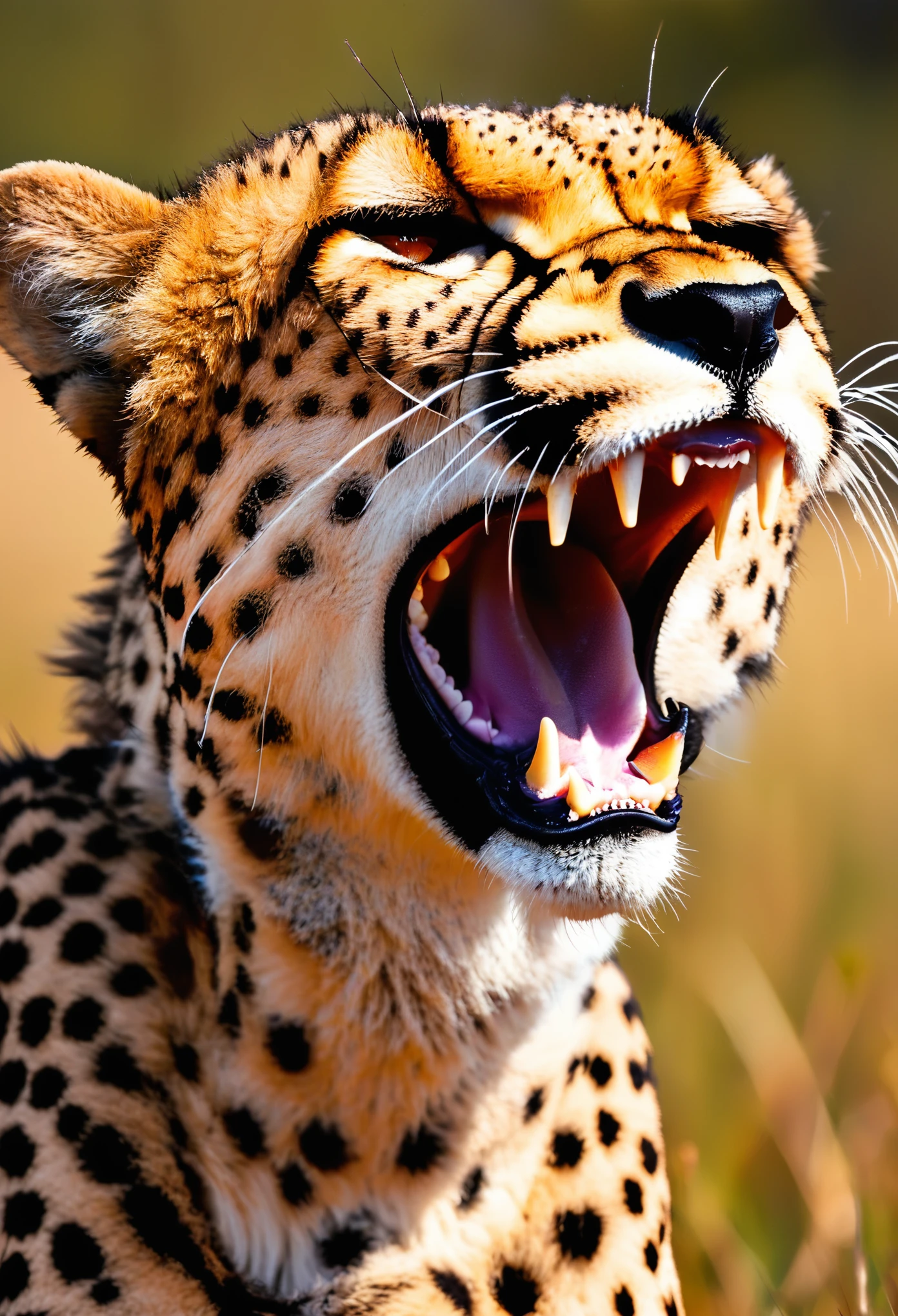 Cheetah, roar, fangs,