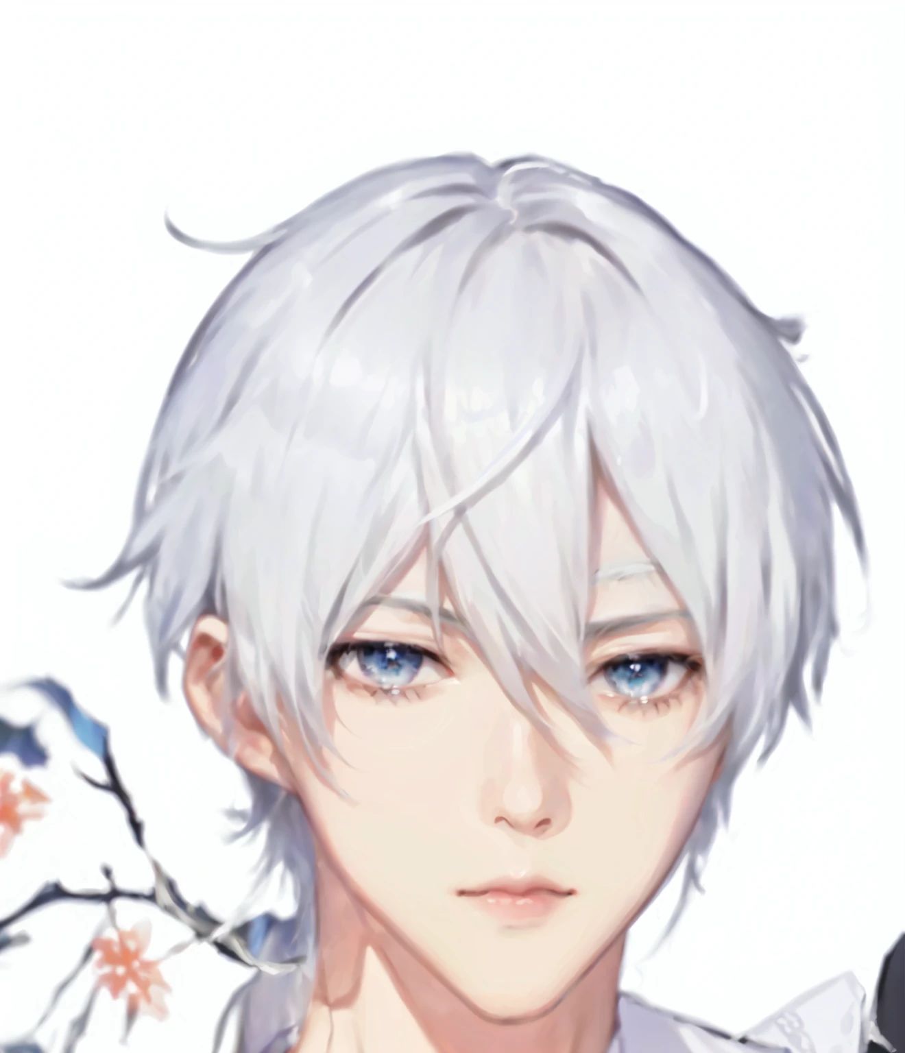 拿着麦克风的White hair蓝眼动漫男孩, White hair deity, White hair, White fox, White hair, Goto Koharu, male anime character, Sakimichan, His comic portrait, Hajime Yatate, Silver Hair, Delicate hermaphroditic prince, Thancred Waters, Yoshinari Night