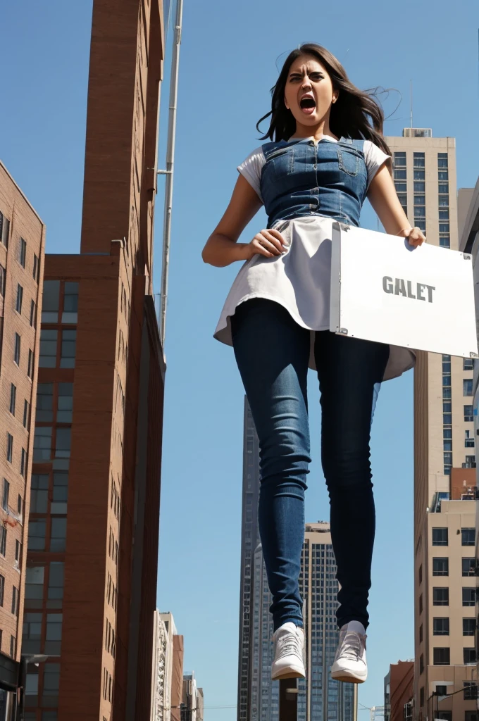 Cute giant girl tall 118 feet angry