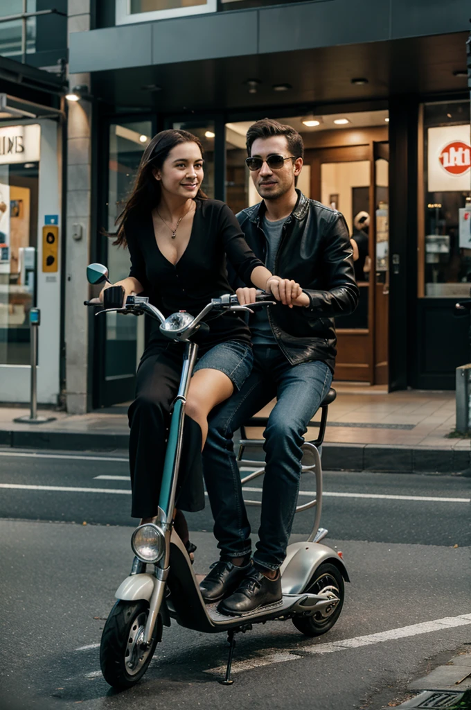 4d image of man and woman riding scooter