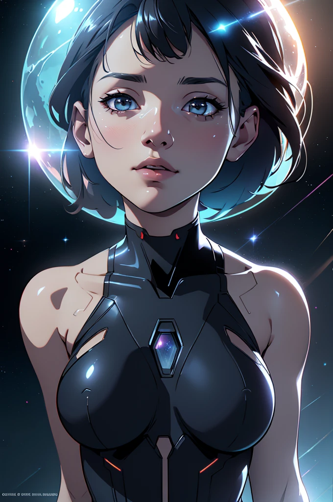 (ultra quality, 4k, 8k, high resolution, masterpiece: 1.2), ultra detailed, (realistic, photorealistic, photorealistic: 1.37) a beautiful young woman walking in outer space, semi-naked with lights all over her body, highly detailed, extremely detailed portrait, intricate details, hyper realistic, 8k, photorealistic, art by artgerm and greg rutkowski, dramatic lighting, glowing skin, volumetric lighting, cinematic, awe-inspiring, ethereal, mystical, cosmic, mesmerizing