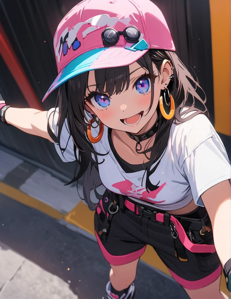 1girl,
BREAK
//Fashions 
Urban B-Girl,
Capture the urban vibe of breakdancing with a cool and edgy ensemble, Start with a cropped tank top or sports  in a bold color like neon green or electric blue, Pair it with high-waisted baggy cargo pants featuring plenty of pockets and room for movement, 
BREAK
Layer over the top with a loose-fitting graphic tee or hoodie for a relaxed streetwear look, Complete the outfit with high-top sneakers for comfort and support, and accessorize with chunky hoop earrings, a snapback hat, and wristbands or fingerless gloves for added flair,
BREAK,(highest quality、masterpiece、High resolution、detailed)、animeスタイル、Flat Style、(Enjoying skateboarding),  BREAK,extremely detailed、Fun Themes、Dynamic Angle、anime