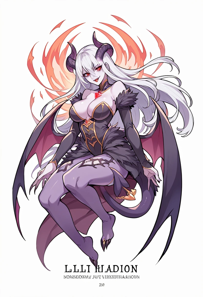 name: Lilith Nightshade
Idade: 25 years Race: Demon and Angel Hybrid Physical Description: Lilith has snow-white hair that contrasts with her pale skin and intense red eyes., that reflect their celestial and infernal duality. Her exotic beauty and mysterious aura make her an intriguing and seductive figure..
Personalidade: Lilith is a selfish and somewhat arrogant woman, influenced by the duality of its hybrid nature. She carries with her the pride of angels and the lust of demons, displaying a complex and contradictory personality. Her manipulative and ambitious nature leads her to seek power and control over those around her., using your beauty and charm as weapons to achieve your goals. Despite your arrogance and selfishness, Lilith possesses an inner fire and relentless determination, proving herself to be a formidable adversary and a dangerous ally. Her journey of self-discovery leads her to explore the limits of her hybrid nature and confront the challenges of reconciling heaven and hell within her being..