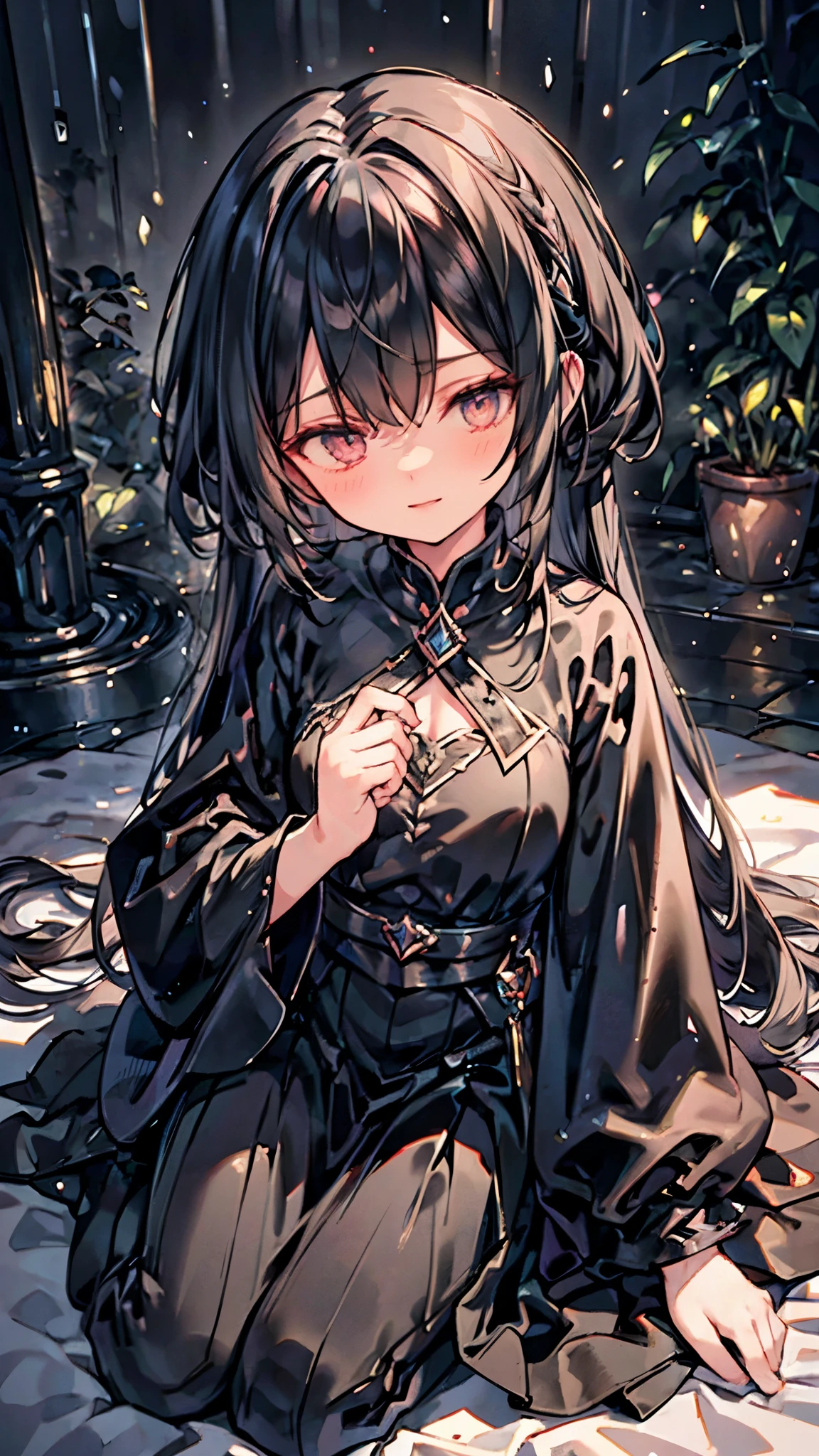 Name: Aerwynn
Element: UMBRANOX
Description: Aerwynn, a mysterious and elusive individual with an uncanny ability to blend into the shadows. Her quiet demeanor and enigmatic smile make her a formidable opponent, feared by those who dare to cross her path. Her Umbranox abilities allow her to manipulate darkness, moving with an unsettling quietness under the cover of night. Despite her intimidating aura, she possesses a compassionate heart and a deep sense of loyalty to those she holds dear. As a master of subtlety and deception, her enemies are often caught off guard by her sudden and relentless strikes.
Prompt: 1girl, standing, facing away, ((dark setting:1.2, dark room, shadows surrounding)), pale skin, long black hair, dark eyes, action figure limbs, segmented body, segmented waist, mechanical body,%%
doll knees, doll elbows, ((detailed joints:0.7, segmented body:0.9))), medium breasts, beautiful lighting, medium shot, background, ((defined subject:0.9)), 25 years old, head tilt, half closed eyes, complicated demeanor, cool atmosphere, foreground, (darkness), (shadows), ((long legs)), ((strong stance)), (quiet confidence), (restrained power), (focused eyes), (sensual lips), (frozen moment), (no detail loss)