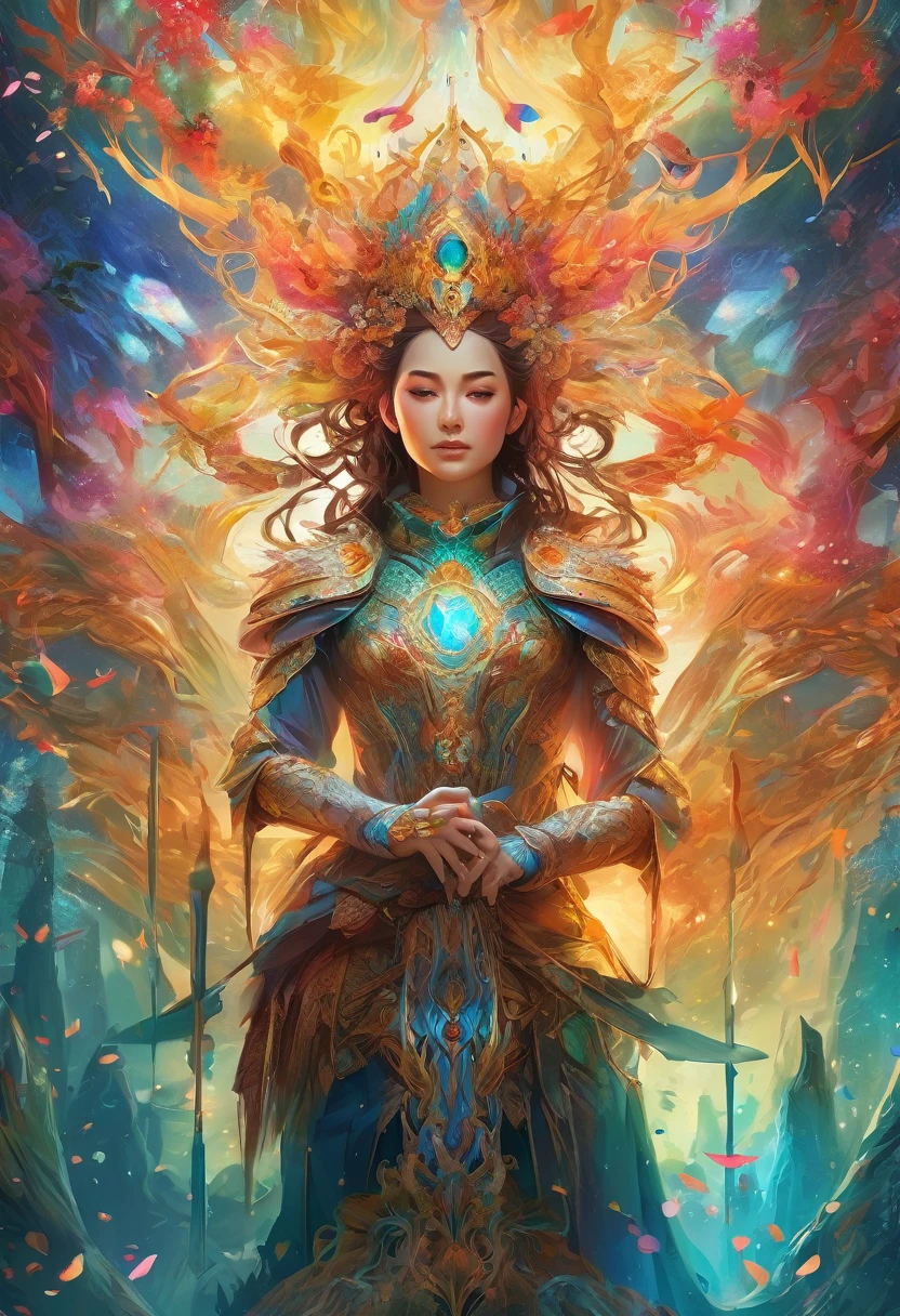 A poster background picture, Intricate and highly detailed work by Android Jones, Emily Kyle, rossdraws, Andre Wolin, Cui Cheng, Fluid ink and oil splash art fantasy art, Album Cover Art, Amazing depth, Perfect proportion, Human Development Report, 8k resolution, A perfectly balanced style, glare, Soft colors,An ultra-detailed masterpiece created by Prompt Engineering