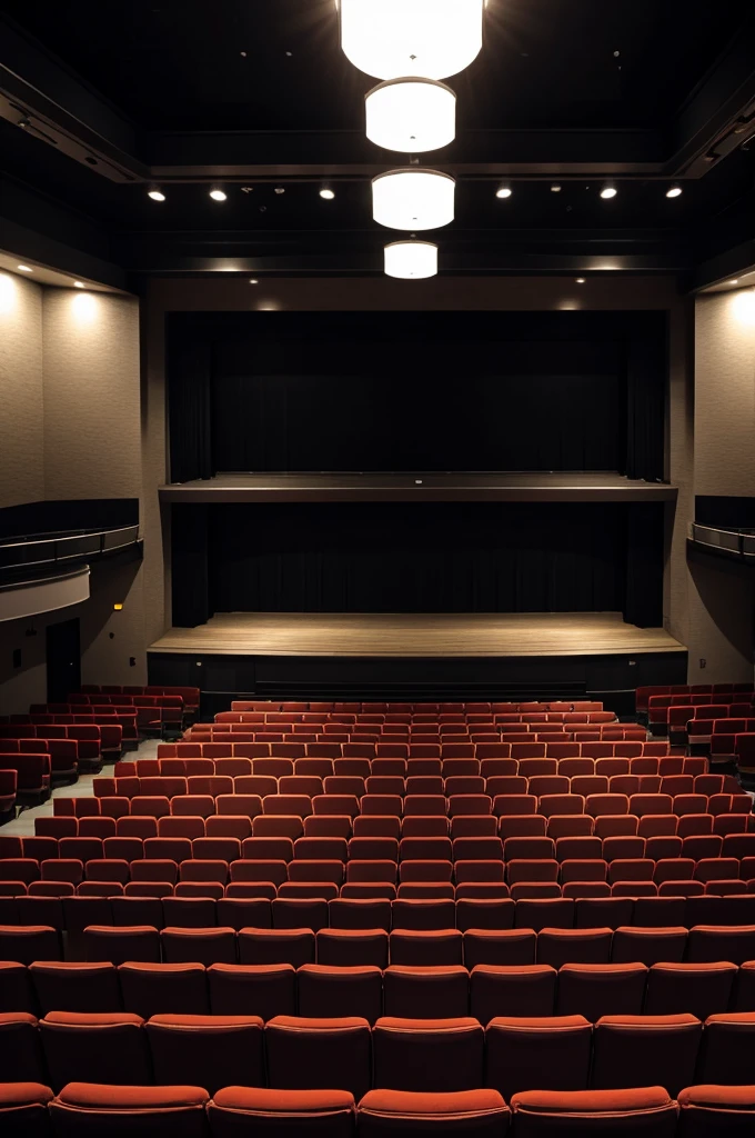 creates the image of an empty theater stage 