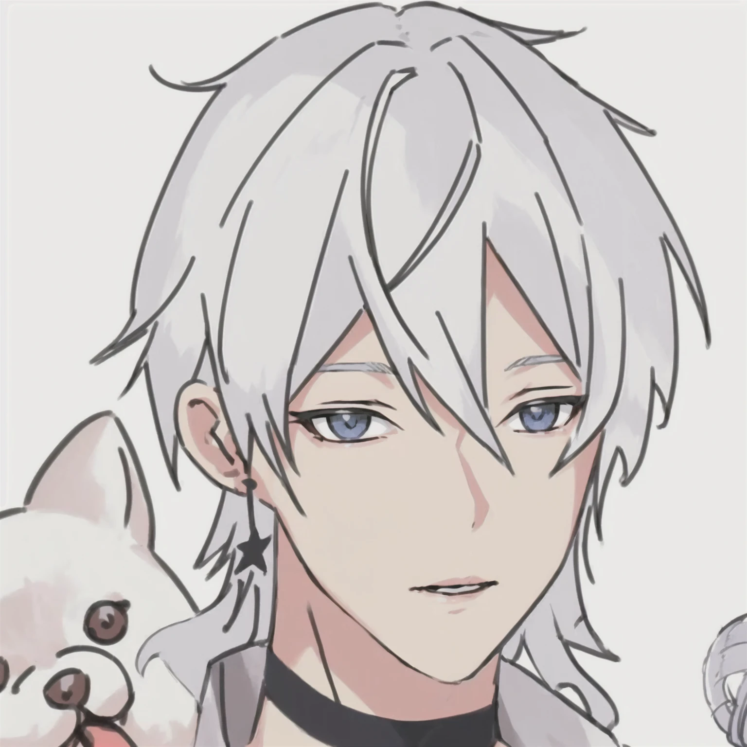 抱着一只白狗的White hair蓝眼的动漫男孩, Hajime Yatate, Neferibido, White hair, a Silver Hair mad, White fox, White hair, He has dark gray hair, Silver Hair, Kajikato, Kaworu Nagisa, Portrait of Thancred, male anime character, Young anime man