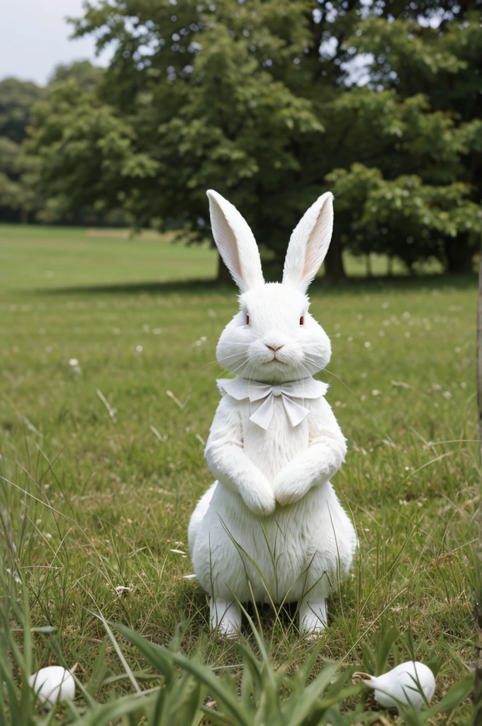  White Rabbit in a grass field