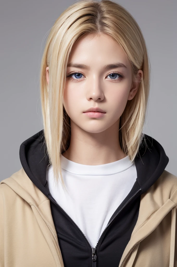 master piece,best quality,ultra detailed,highres,4k,white background,perfect face, 1boy, solo, handsome, looking at viewer, black hoodie, light hazel eyes, blonde hair, pastel colors, wind, shingle male,late 20s age, The upper part of the body, beautiful detailed eyes，deep detailed eyes，sparkling eyes，expressionless，sleepy，squinting，
