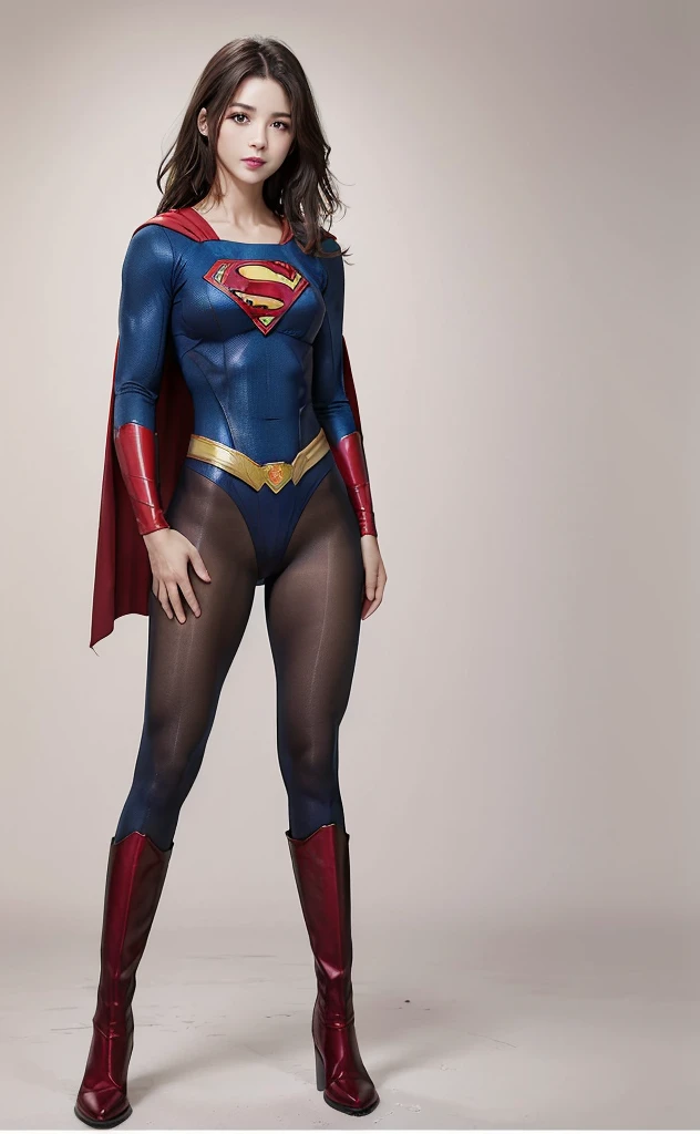 No background、(((Beautiful legs in black tights.)))、(((Legally express the beauty of your smile)))、((((Make the most of your original images)))、(((Body-hugging Supergirl costume)))、(((Supergirl Costume)))、(((Beautiful Hair)))、(((suffering)))、(((Please wear black tights....、Wear red boots)))、((Best image quality、8K))、((Highest quality、8K、masterpiece:1.3))、(((Preserve background )))、Sharp focus:1.2、Beautiful woman with perfect figure:1.4、Slim Abs:1.2、Wet body:1.5、Highly detailed face and skin texture、8K