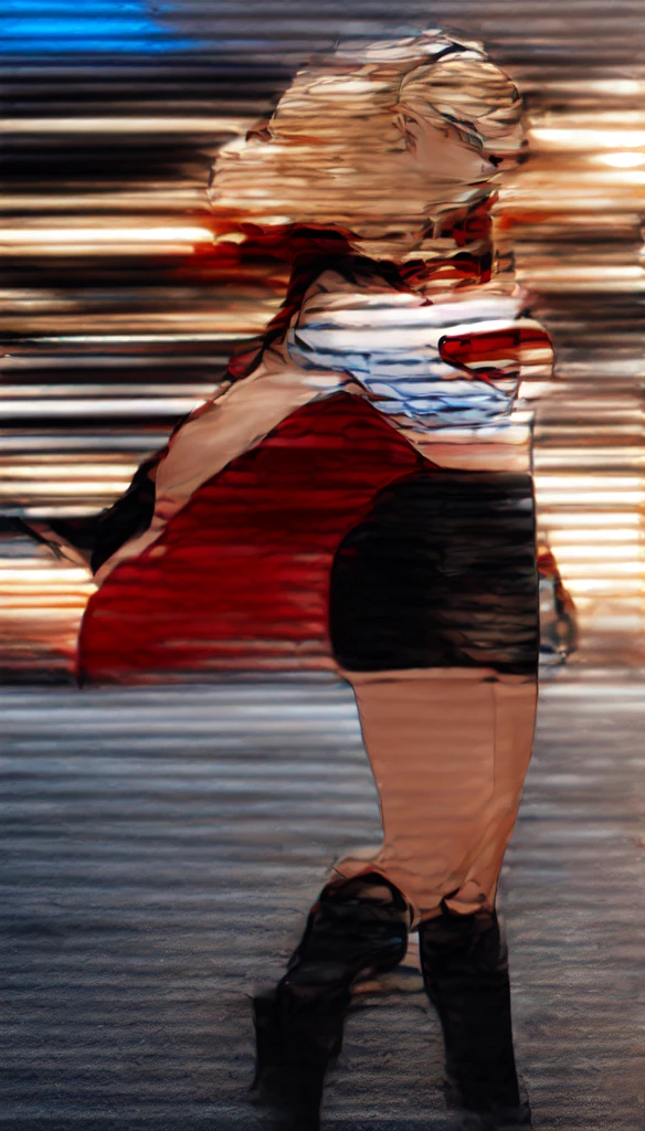 (cowboy shot), SFW, (masterpiece), (best quality: 1.0), (ultra highres: 1.0), detailed eyes, BREAK Supergirl, 1girl, long blonde hair, in the air, flying hair band, (((black\))) crop top, short sleeves, cape, (((black pencil skirt))), gloves, boots BREAK (Famous, interview, among audiences)