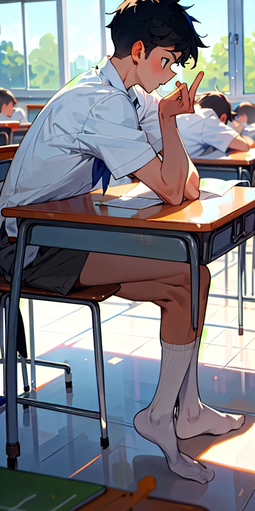 (masterpiece, best quality), school festival, someboys, classroom, noon, in summer