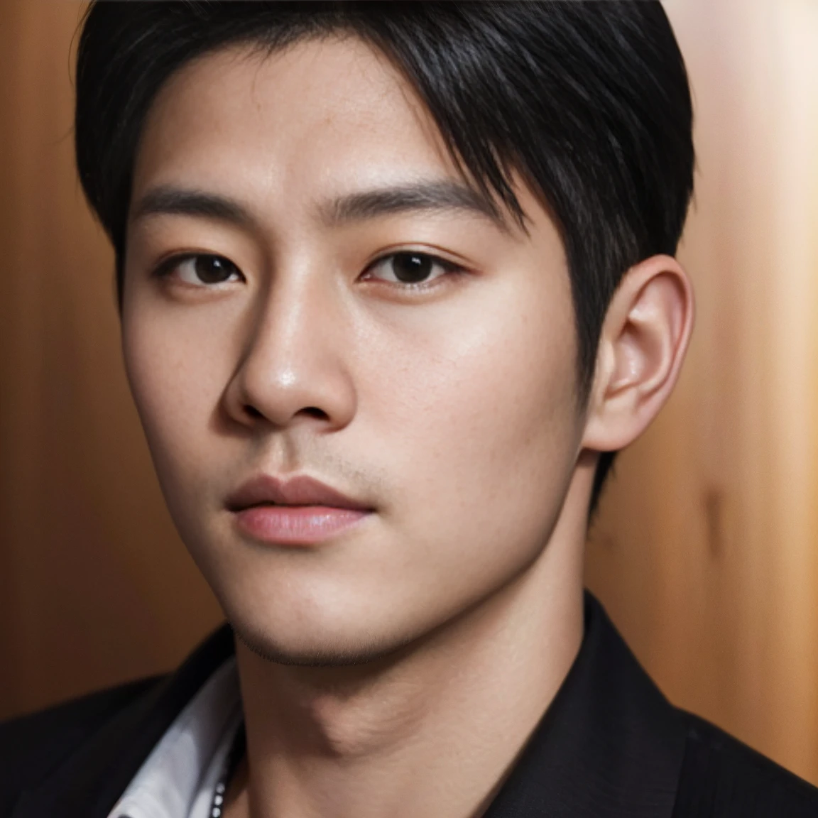 (Passport photograph of 1 handsome man: 1.2), (Asian: 1.44), model, (detailed perfect face, black eyes: 1.2345), realistic skin, (ultra realistic, detailed, high quality, 8k image quality, finely detailed, masterpiece, best quality: 1.2), (facing user: 1.55)